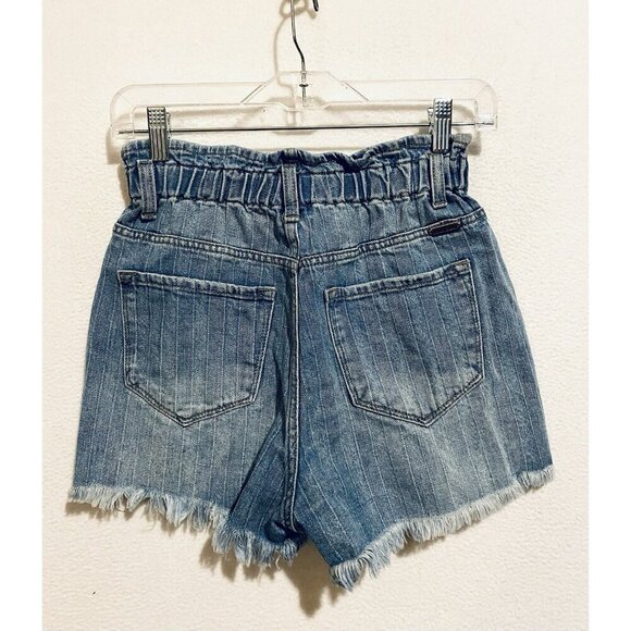 KanCan Signature Shorts Womens Small Blue Denim Ultra High Rise Paperbag Waist - Picture 3 of 7